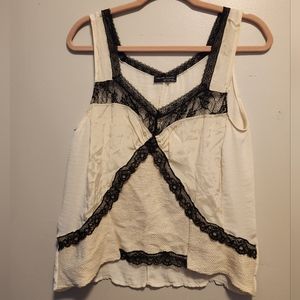 Black and white lace tank